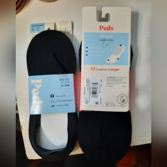 New Peds Black No Show Socks Womens 8-12 Mid Cut - Picture 3 of 12